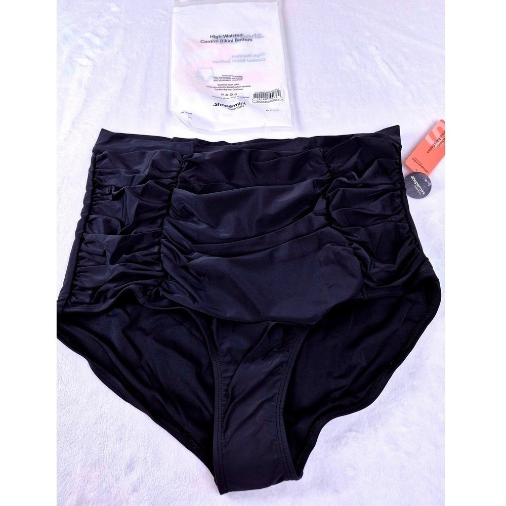 Shapermint Essentials High-Waisted Control Bikini Bottom Black Women 4XL Ruched